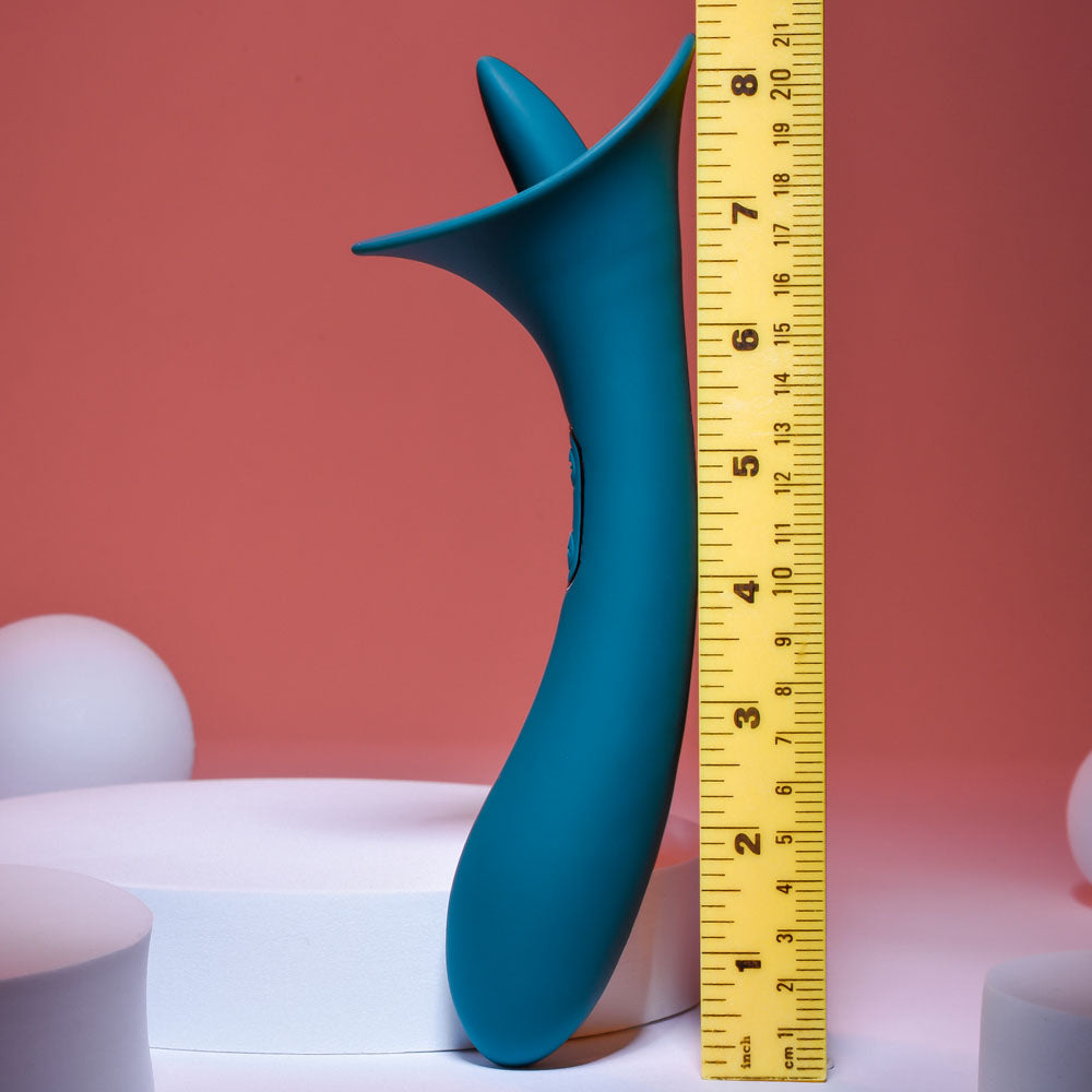 Playboy Pleasure TRUE INDULGENCE - Teal 21.3 cm USB Rechargeable Vibrator with Flicking Tip - Hush Store Sydney 