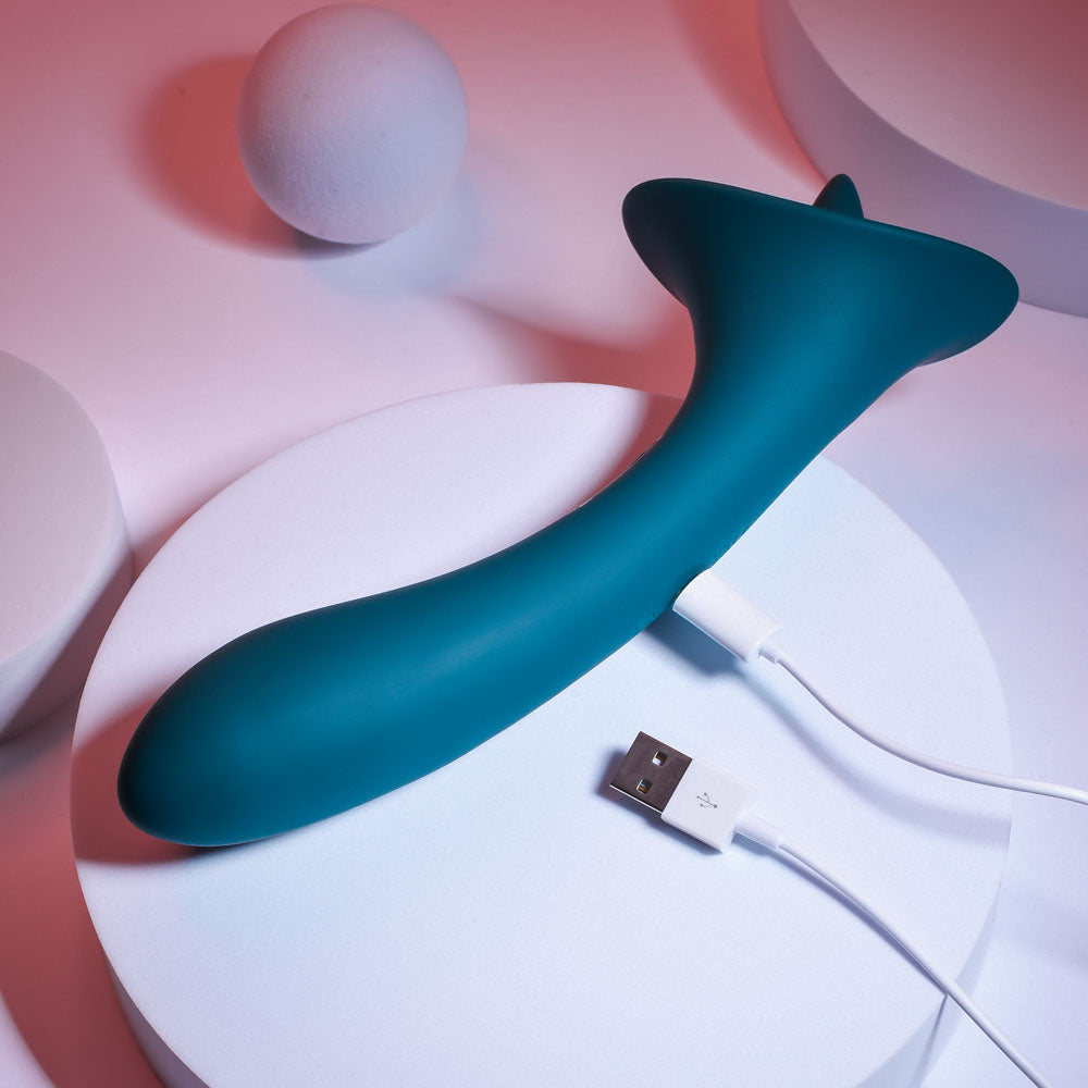 Playboy Pleasure TRUE INDULGENCE - Teal 21.3 cm USB Rechargeable Vibrator with Flicking Tip - Hush Store Sydney 