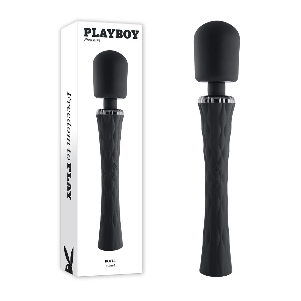 Playboy Pleasure ROYAL - Black 29.2 cm USB Rechargeable Massage Wand - Hush Store Sydney 