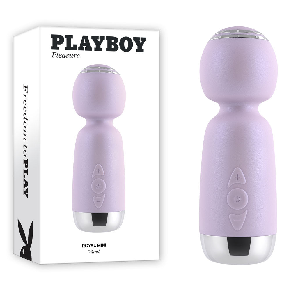 Playboy Pleasure ROYAL MINI - Lilac 12.5 cm USB Rechargeable Mini Wand Vibrator - Hush Store Sydney 