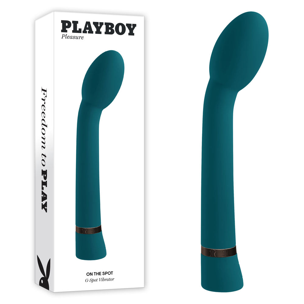 Playboy Pleasure ON THE SPOT - Blue 21.6 cm USB Rechargeable G-Spot Vibrator - Hush Store Sydney 