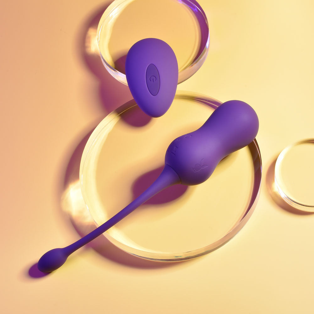 Playboy Pleasure DOUBLE TIME - Purple USB Rechargeable Vibrating Kegel Balls - Hush Store Sydney 