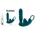 Playboy Pleasure BRING IT ON - Teal USB Rechargeable Thrusting Anal Plug with Cock Ring - Hush Store Sydney 