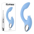 Playboy Pleasure SAPPHIRE SKY - Blue 21.6 cm USB Rechargeable Vibrator with Double Tongue Stimulator - Hush Store Sydney 