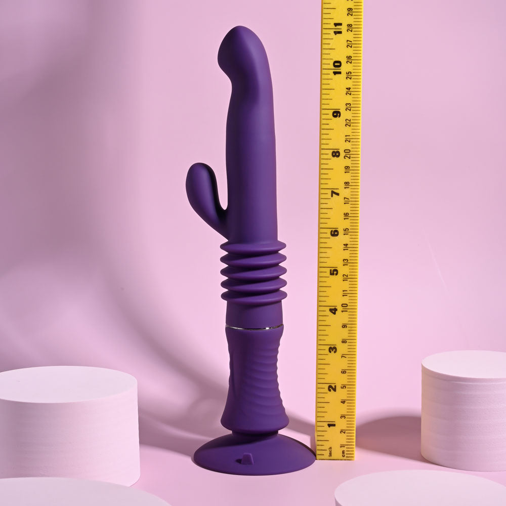 Playboy Pleasure HOPPY ENDING - Purple 29.2 cm USB Rechargeable Thrusting Rabbit Vibrator - Hush Store Sydney 