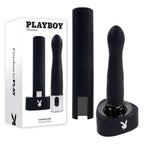 Playboy Pleasure PLEASURE ZONE - Black 21.4 cm Rechargeable Vibrator with USB Charging Dock - Hush Store Sydney 