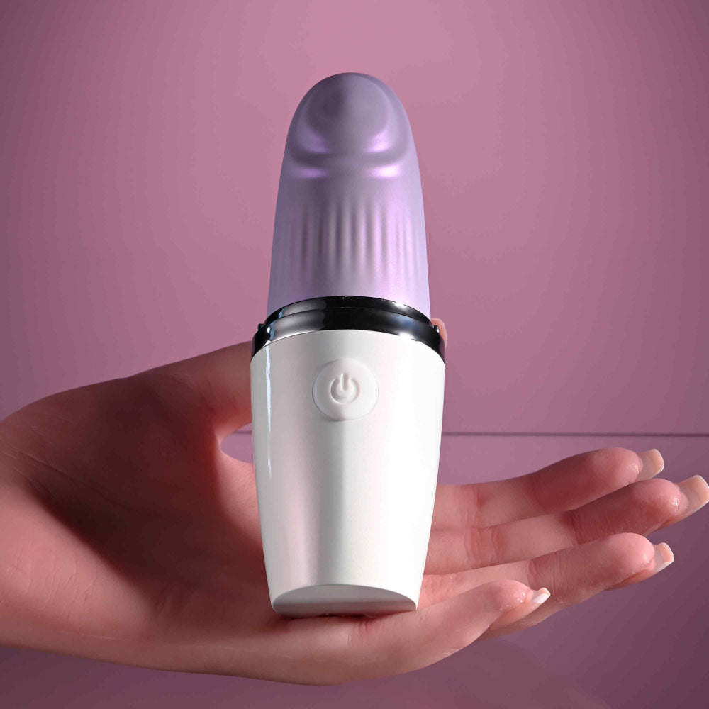 Playboy Pleasure GETAWAY - White/Purple 14.2 cm USB Rechargeable Tapping Stimulator - Hush Store Sydney 