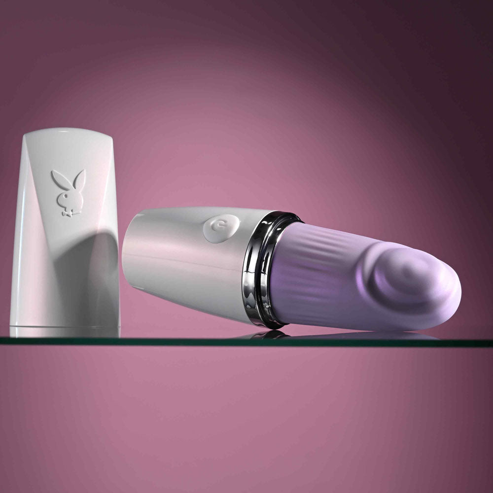 Playboy Pleasure GETAWAY - White/Purple 14.2 cm USB Rechargeable Tapping Stimulator - Hush Store Sydney 