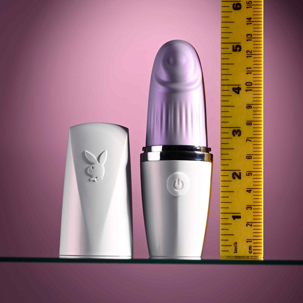 Playboy Pleasure GETAWAY - White/Purple 14.2 cm USB Rechargeable Tapping Stimulator - Hush Store Sydney 