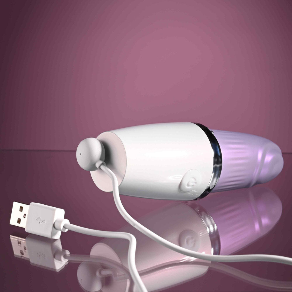 Playboy Pleasure GETAWAY - White/Purple 14.2 cm USB Rechargeable Tapping Stimulator - Hush Store Sydney 