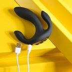 Playboy Pleasure TRIPLE THREAT - Black USB Rechargeable Triple Probe Vibrator - Hush Store Sydney 