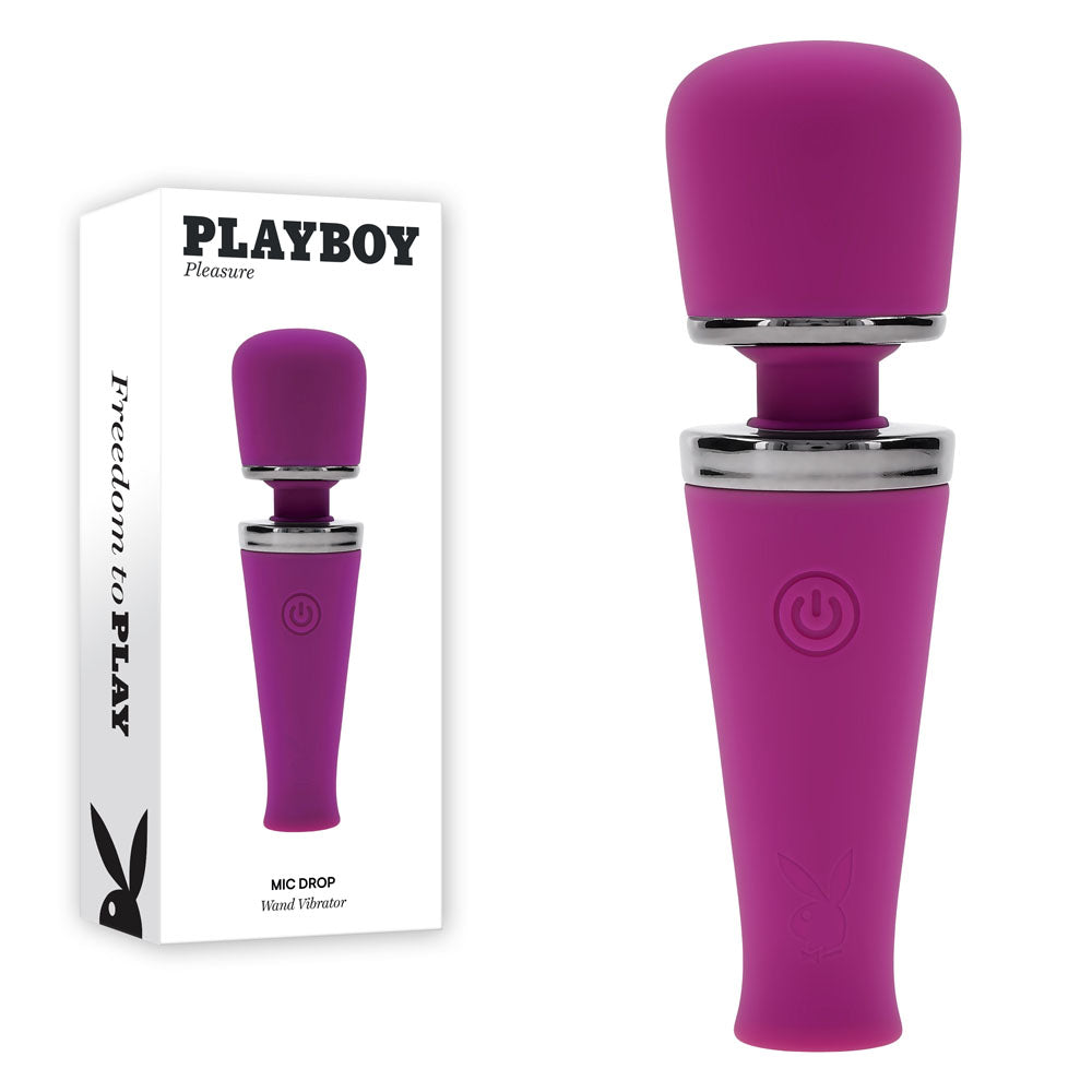 Playboy Pleasure MIC DROP - Purple 11.4 cm USB Rechargeable Vibrating Mini Massage Wand - Hush Store Sydney 