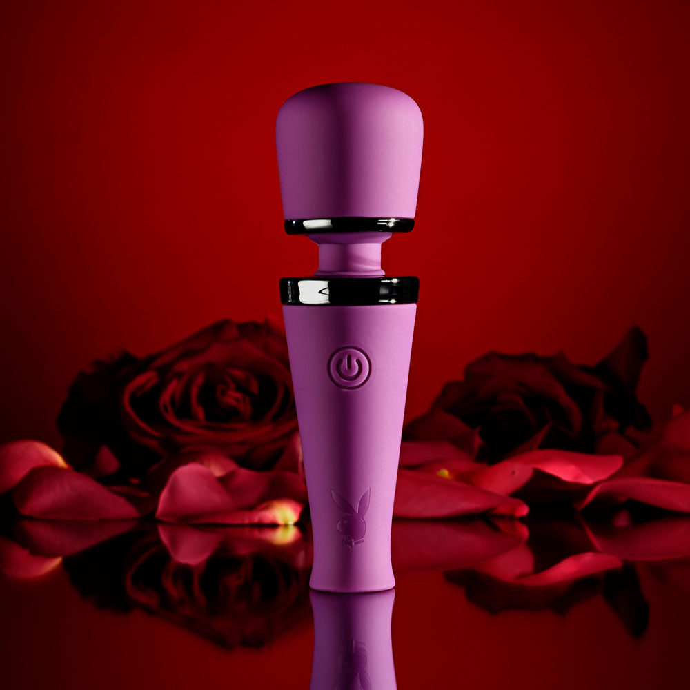 Playboy Pleasure MIC DROP - Purple 11.4 cm USB Rechargeable Vibrating Mini Massage Wand - Hush Store Sydney 