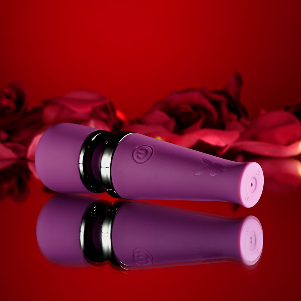 Playboy Pleasure MIC DROP - Purple 11.4 cm USB Rechargeable Vibrating Mini Massage Wand - Hush Store Sydney 