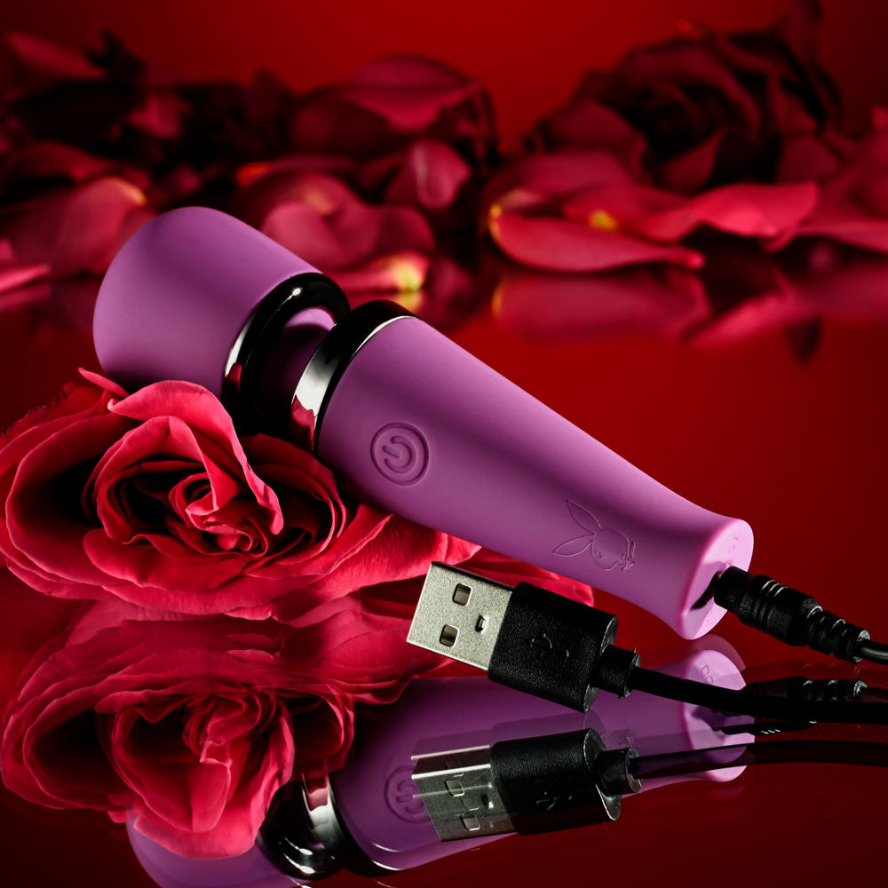 Playboy Pleasure MIC DROP - Purple 11.4 cm USB Rechargeable Vibrating Mini Massage Wand - Hush Store Sydney 