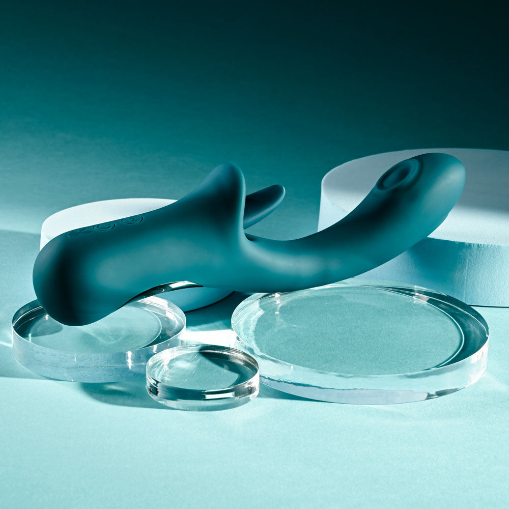 Playboy Pleasure HARMONY - Blue 22.9 cm USB Rechargeable Vibrator with Clitoral Flicker - Hush Store Sydney 