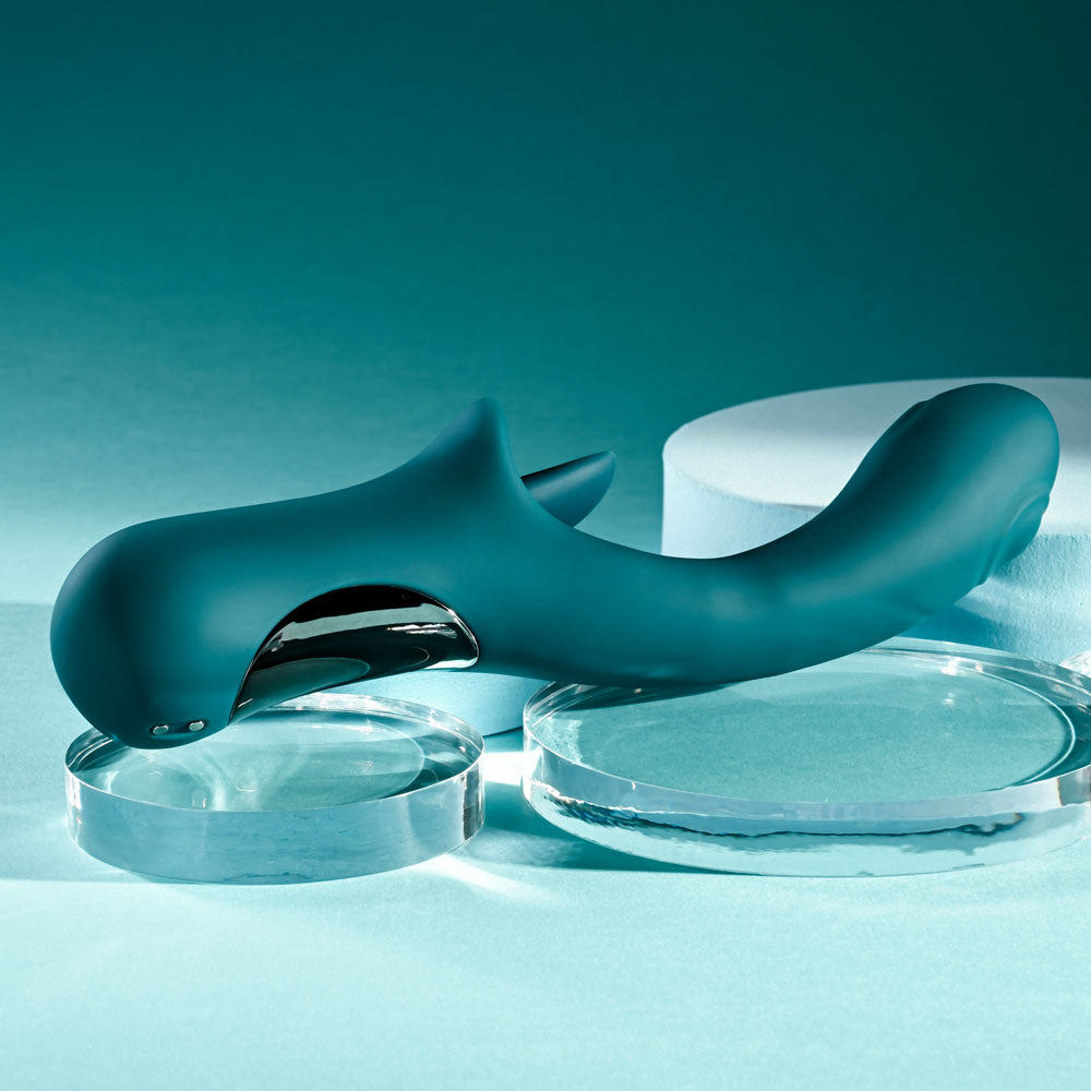 Playboy Pleasure HARMONY - Blue 22.9 cm USB Rechargeable Vibrator with Clitoral Flicker - Hush Store Sydney 