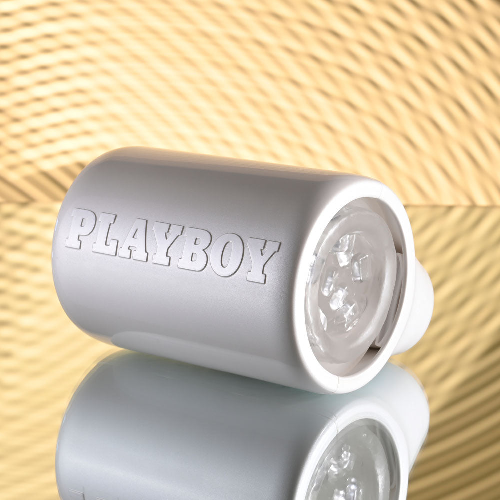 Playboy Pleasure SPIN DOCTOR - White USB Rechargeable Vibrating & Spinning Stroker - Hush Store Sydney 