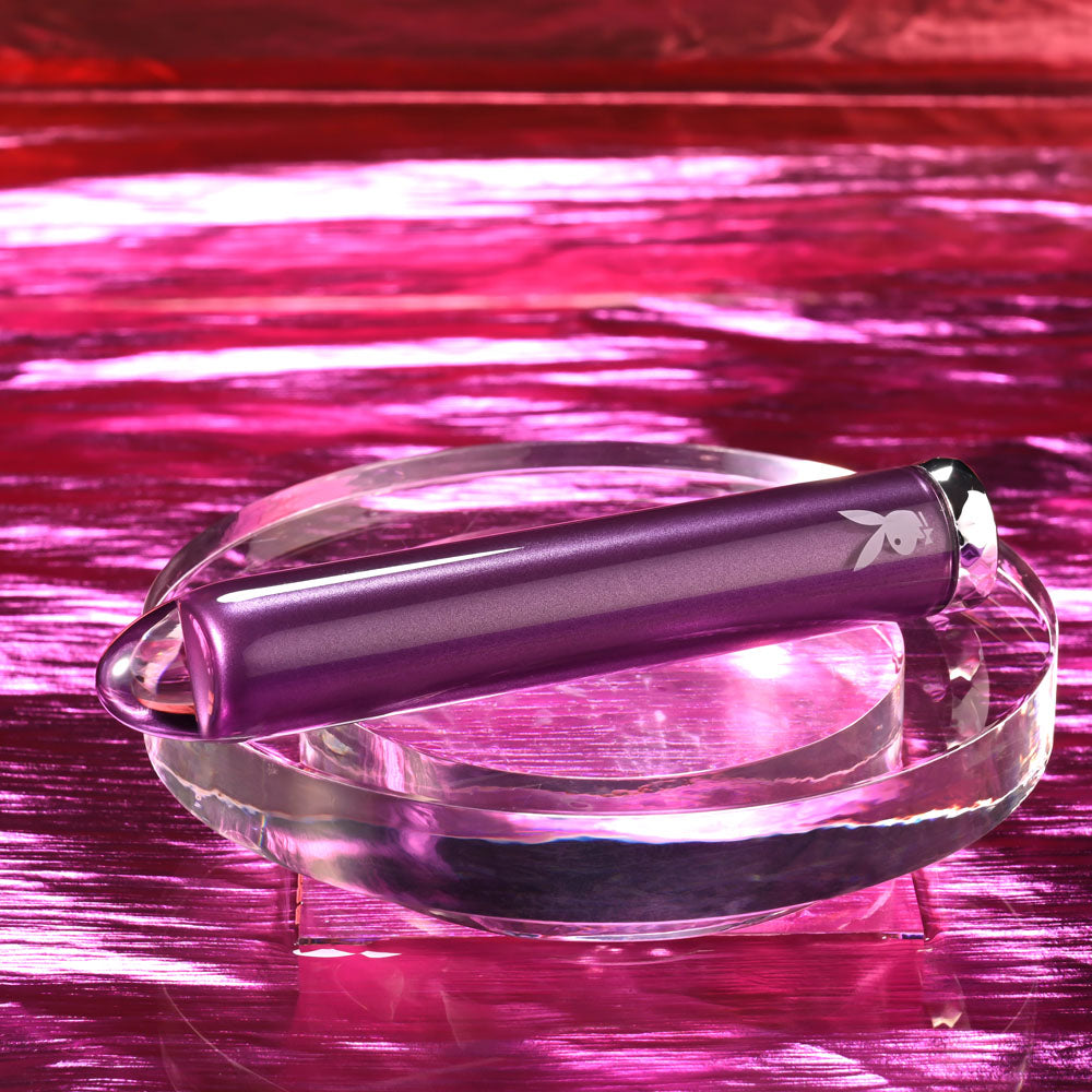 Playboy Pleasure AMETHYST - Purple 12.4 cm USB Rechargeable Glass Tipped Mini Vibrator - Hush Store Sydney 