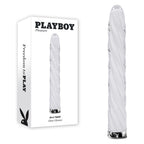 Playboy Pleasure IN A TWIST - White Glass 17.5 cm USB Rechargeable Vibrator - Hush Store Sydney 
