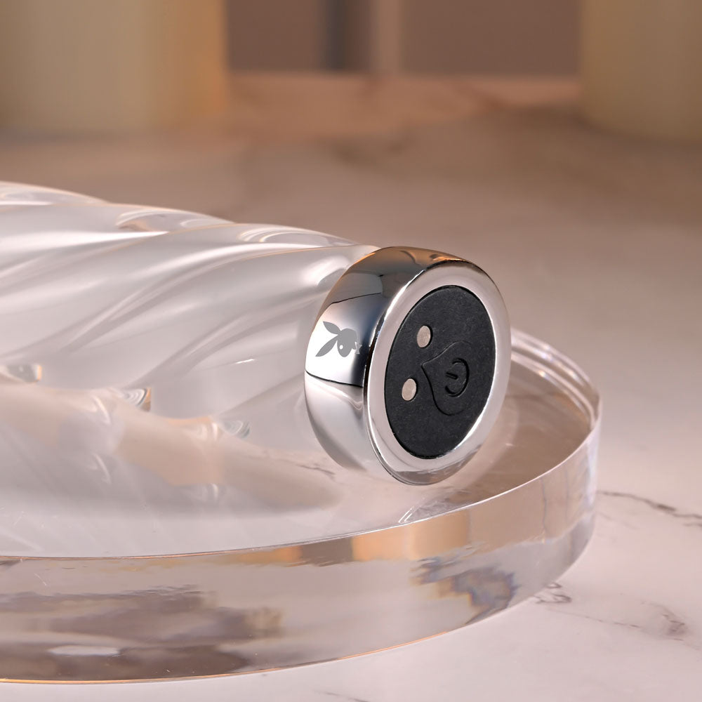Playboy Pleasure IN A TWIST - White Glass 17.5 cm USB Rechargeable Vibrator - Hush Store Sydney 
