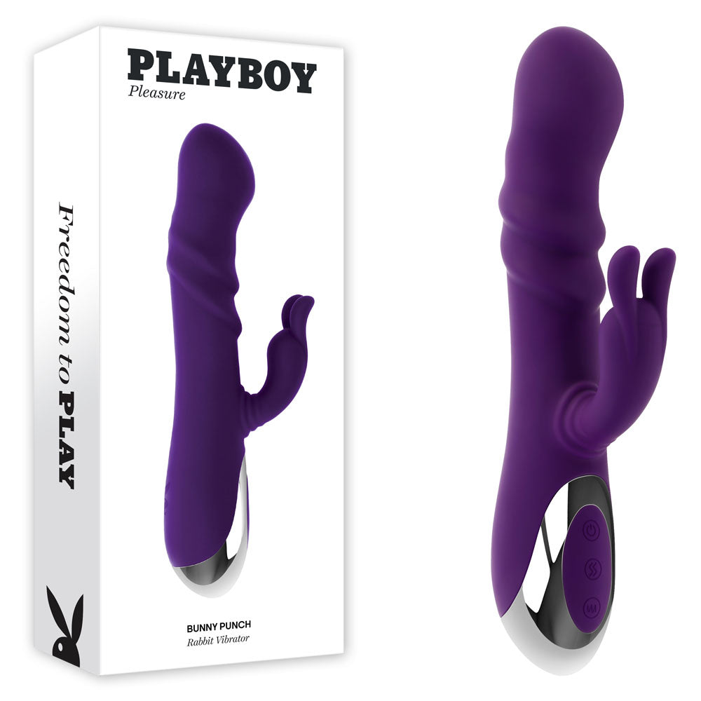 Playboy Pleasure BUNNY PUNCH - Purple 24.4 cm USB Rechargeable Twirling Rabbit Vibrator