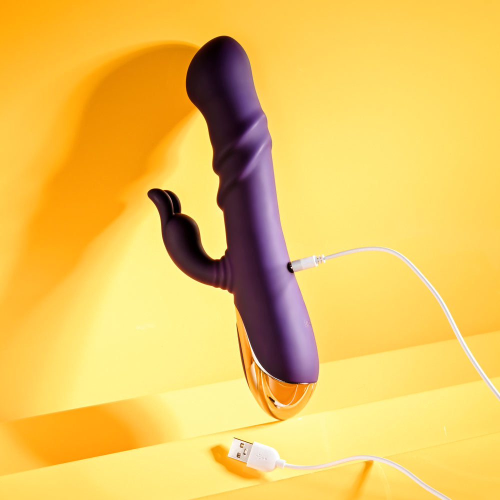 Playboy Pleasure BUNNY PUNCH - Purple 24.4 cm USB Rechargeable Twirling Rabbit Vibrator