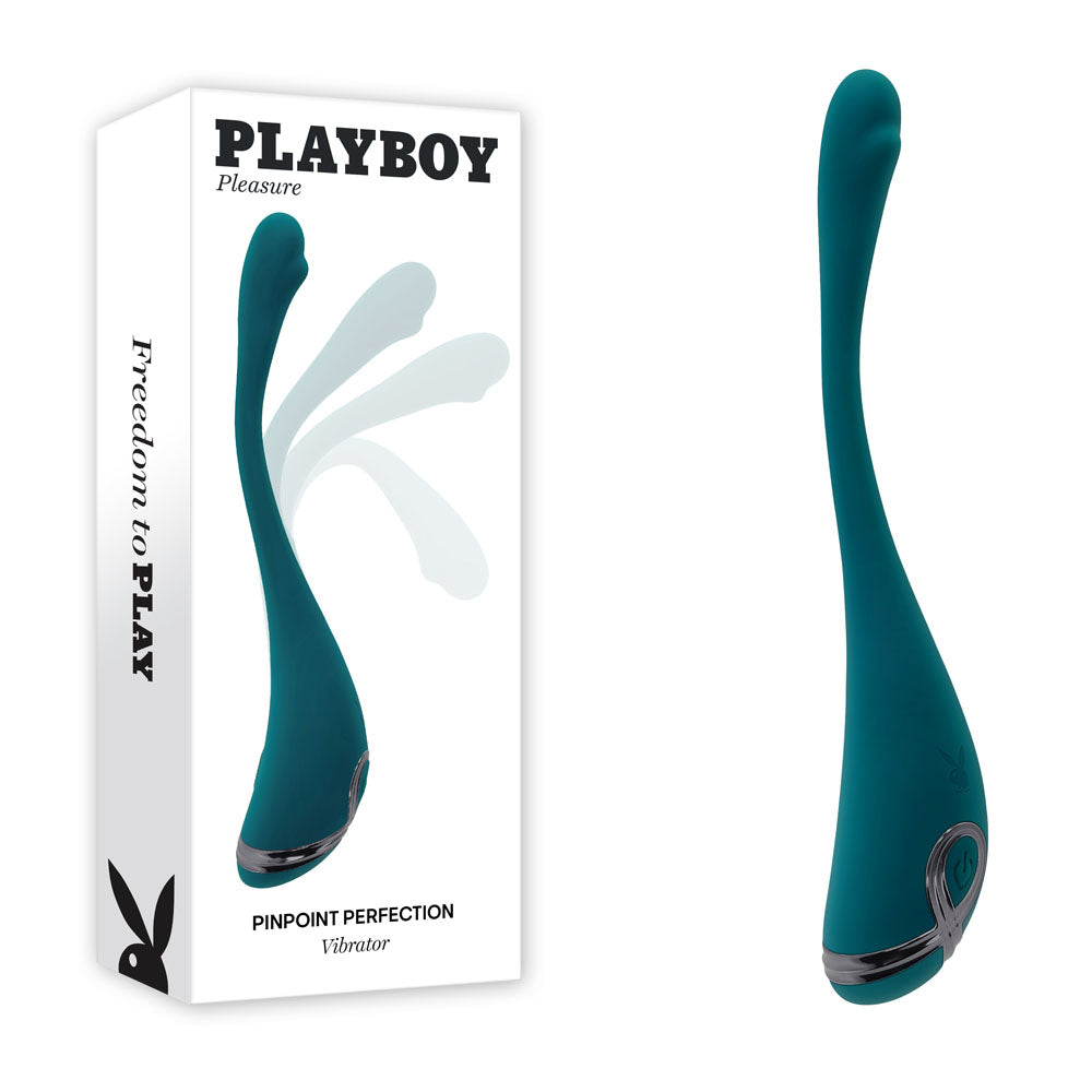 Playboy Pleasure PINPOINT PERFECTION - Green 19.3 cm USB Rechargeable Poseable Vibrator - Hush Store Sydney 