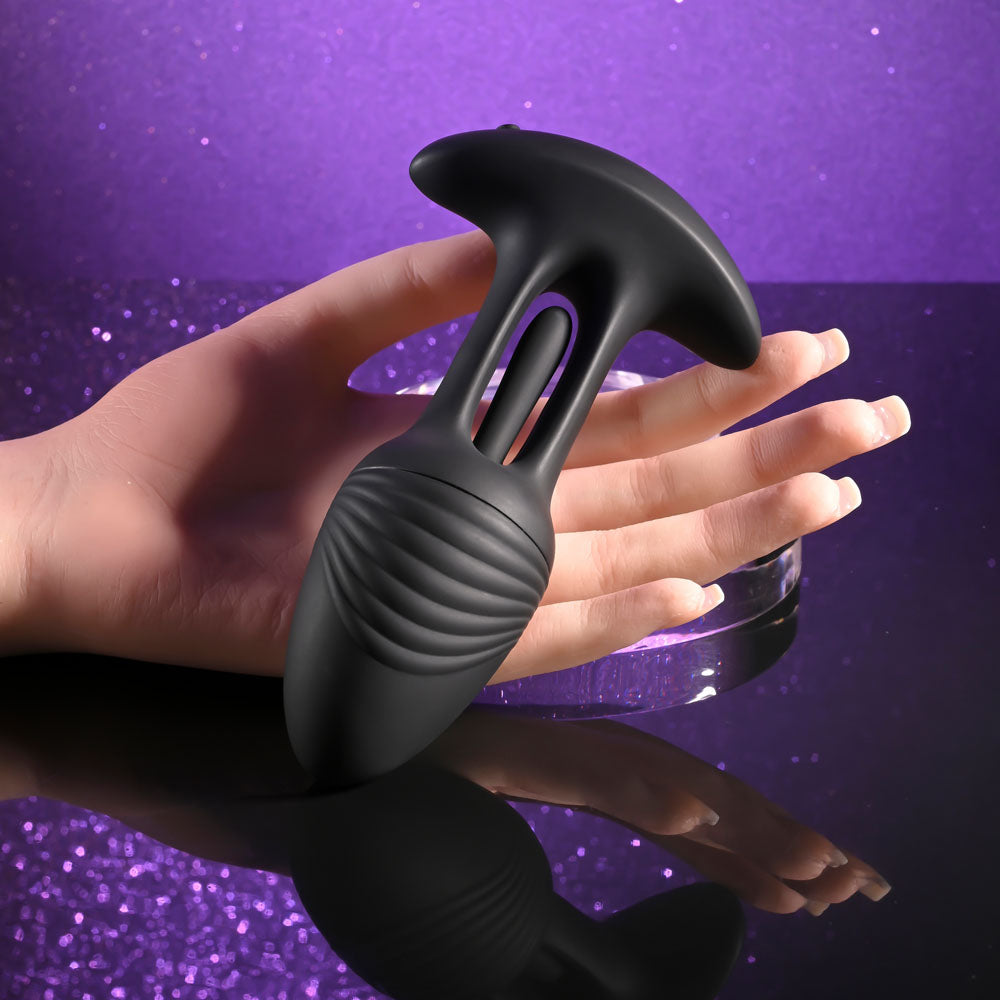 Playboy Pleasure RIM SHOT - Black 11.4 cm USB Rechargeable Vibrating Butt Plug - Hush Store Sydney 