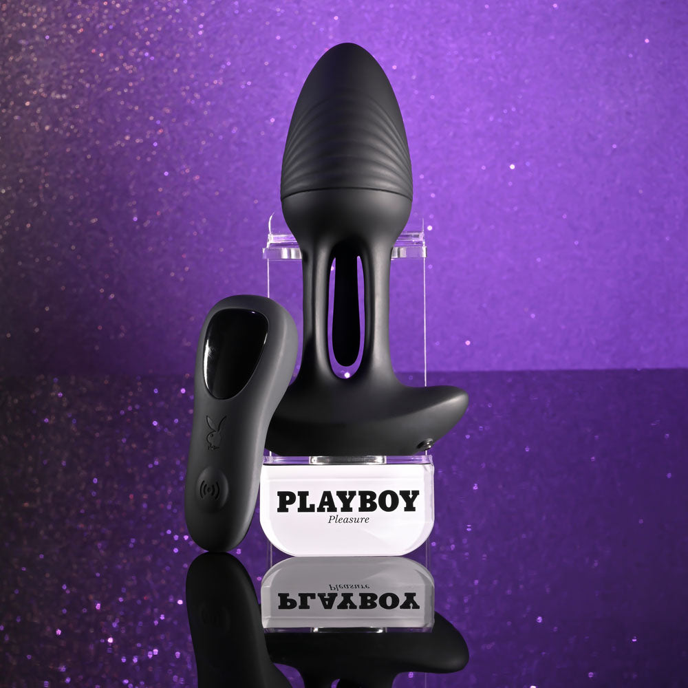 Playboy Pleasure RIM SHOT - Black 11.4 cm USB Rechargeable Vibrating Butt Plug - Hush Store Sydney 