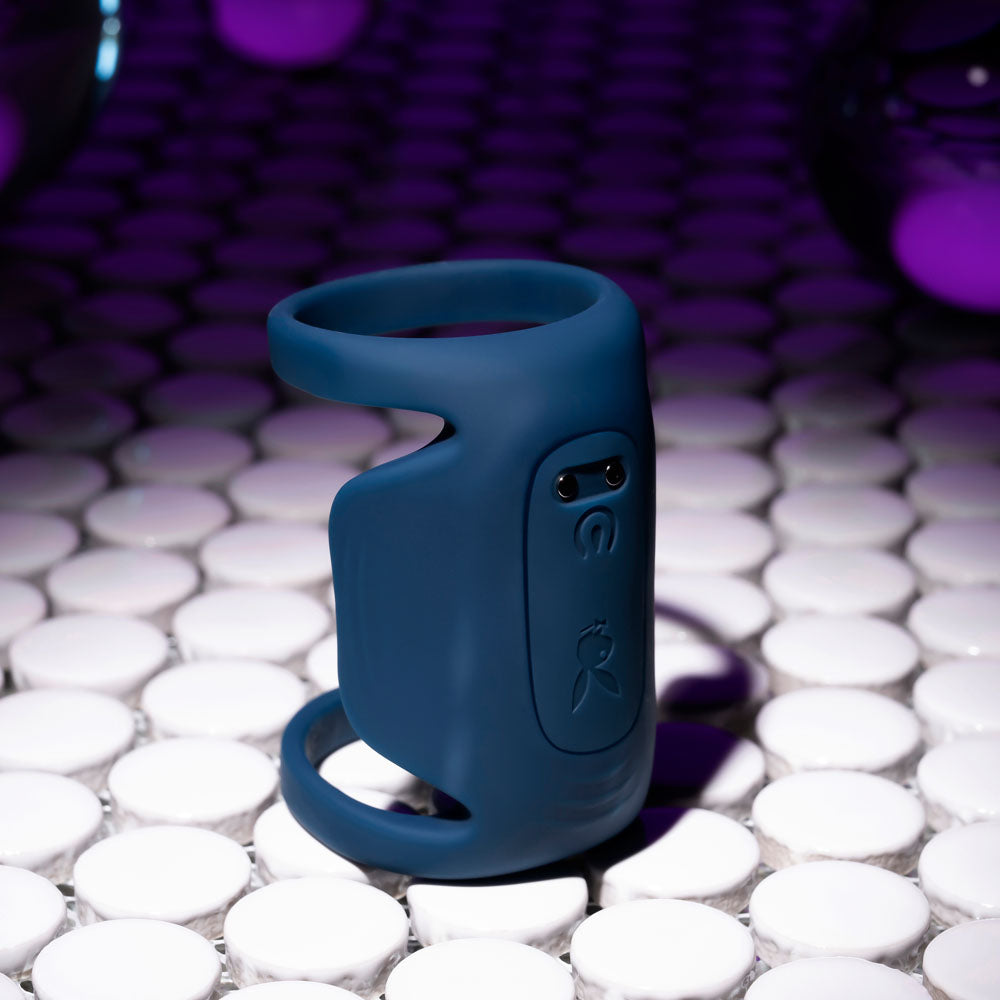 Playboy Pleasure JET PACK - Dark Blue USB Rechargeable Vibrating Penis Harness - Hush Store Sydney 