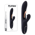 Playboy Pleasure AUREUS - Black 22.7 cm USB Rechargeable Rabbit Vibrator with Internal Flicker - Hush Store Sydney 