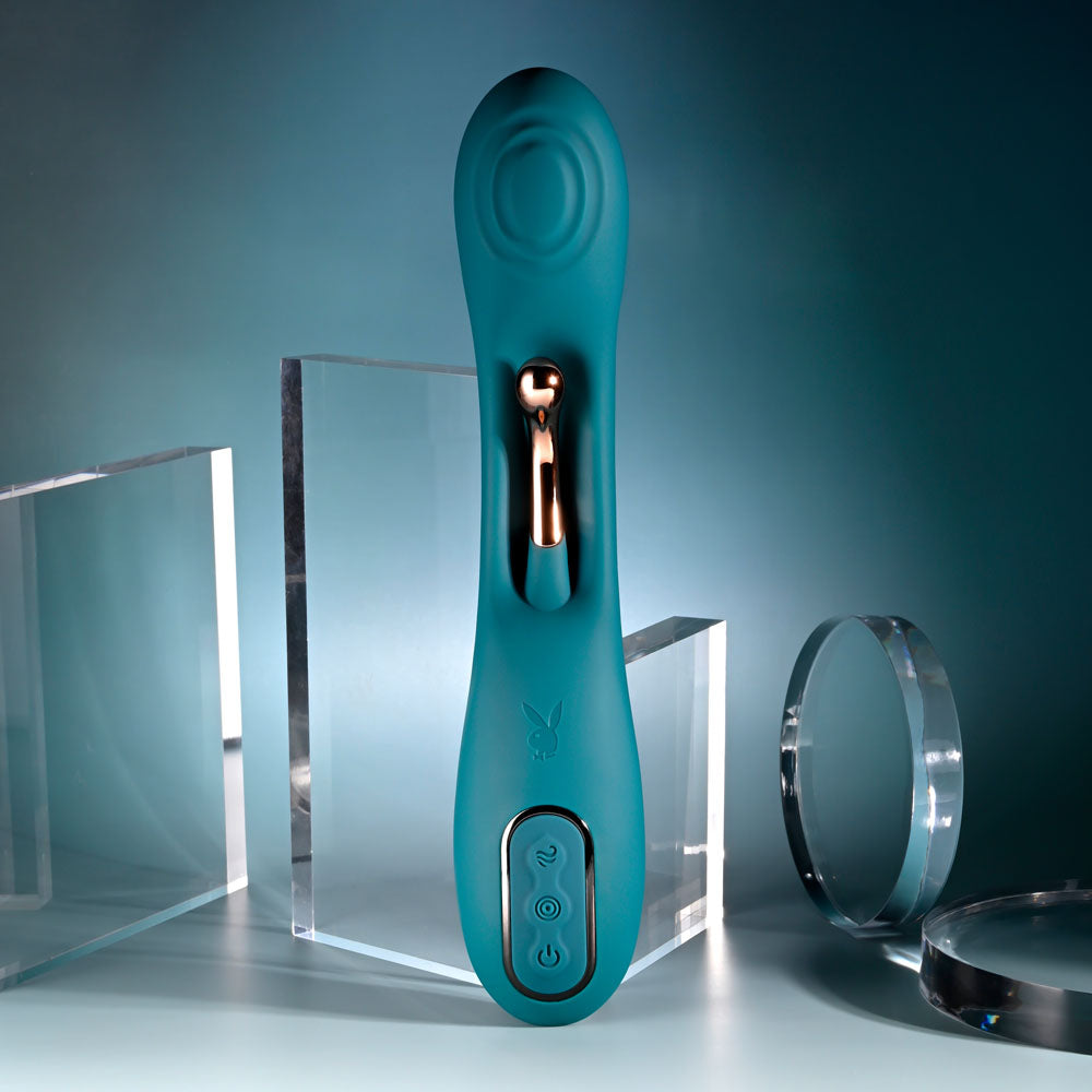 Playboy Pleasure AURELIE - Green 22.7 cm USB Rechargeable Vibrator with Internal Flicker - Hush Store Sydney 