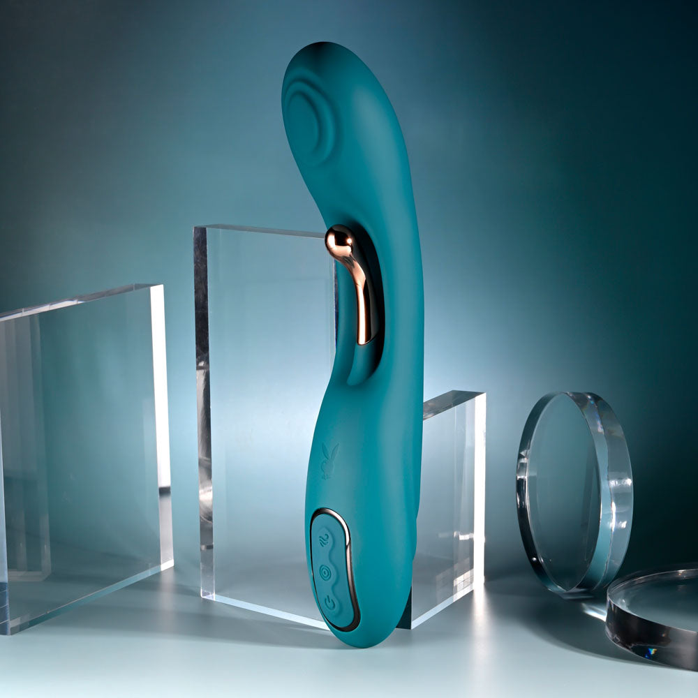 Playboy Pleasure AURELIE - Green 22.7 cm USB Rechargeable Vibrator with Internal Flicker - Hush Store Sydney 