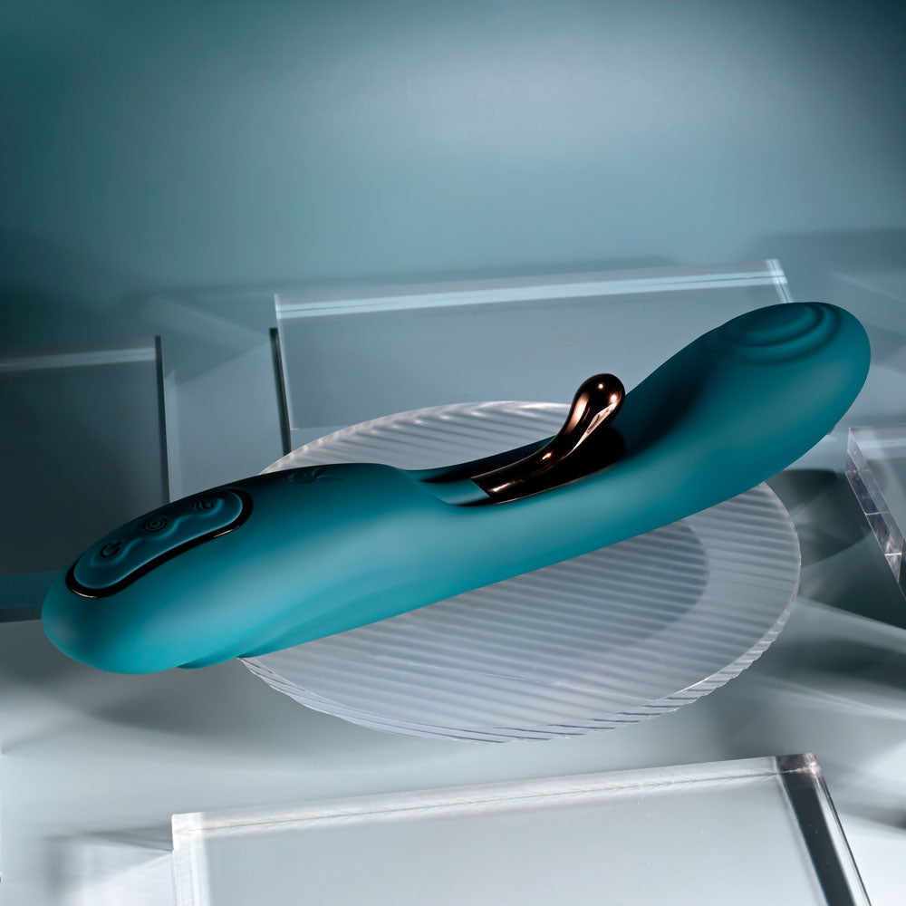 Playboy Pleasure AURELIE - Green 22.7 cm USB Rechargeable Vibrator with Internal Flicker - Hush Store Sydney 
