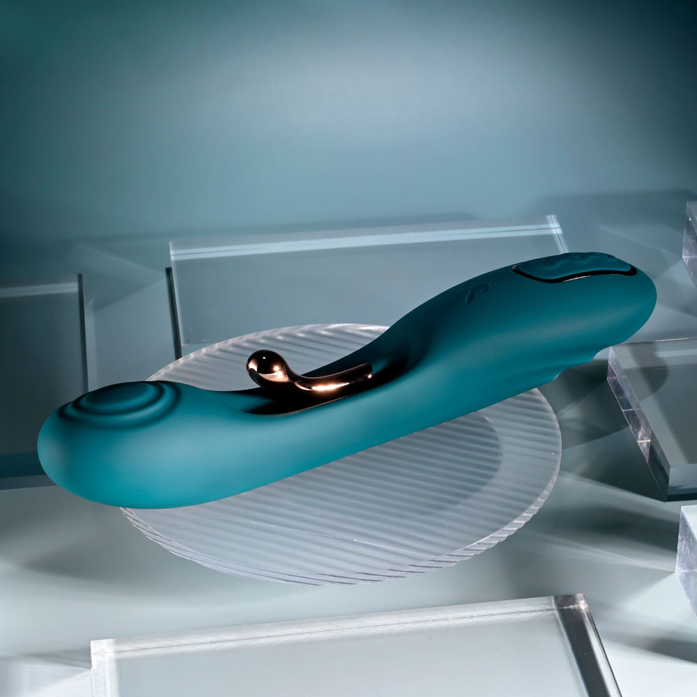 Playboy Pleasure AURELIE - Green 22.7 cm USB Rechargeable Vibrator with Internal Flicker - Hush Store Sydney 