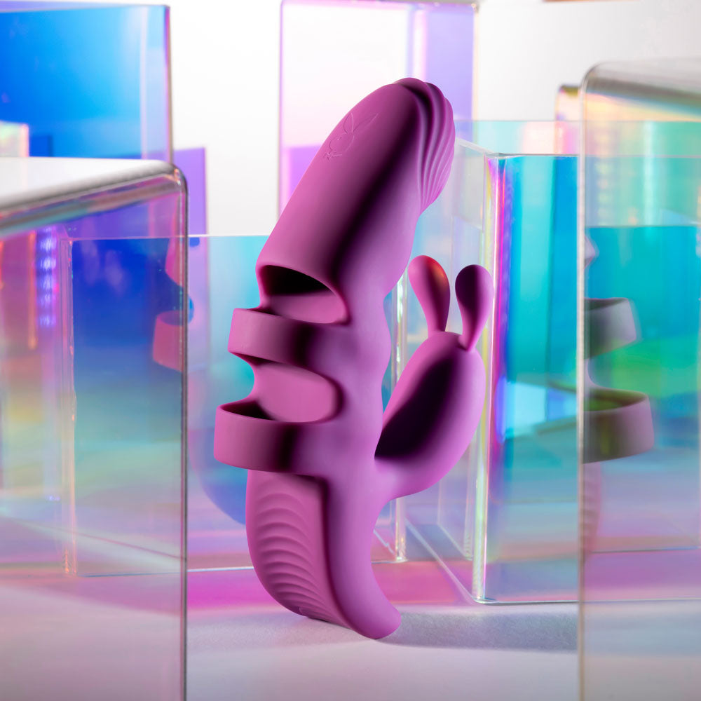 Playboy Pleasure LEND A HAND - Purple USB Rechargeable Finger Vibrator - Hush Store Sydney 