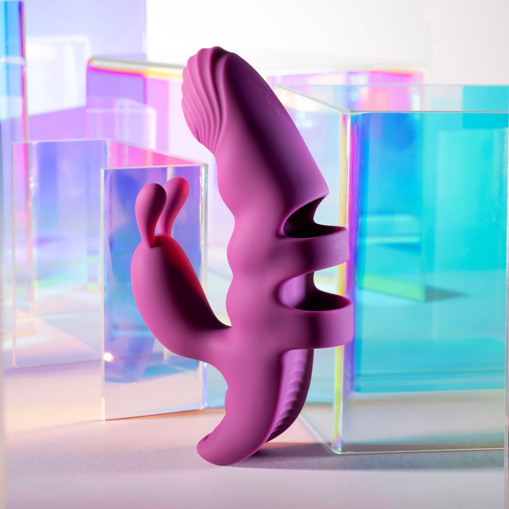 Playboy Pleasure LEND A HAND - Purple USB Rechargeable Finger Vibrator - Hush Store Sydney 