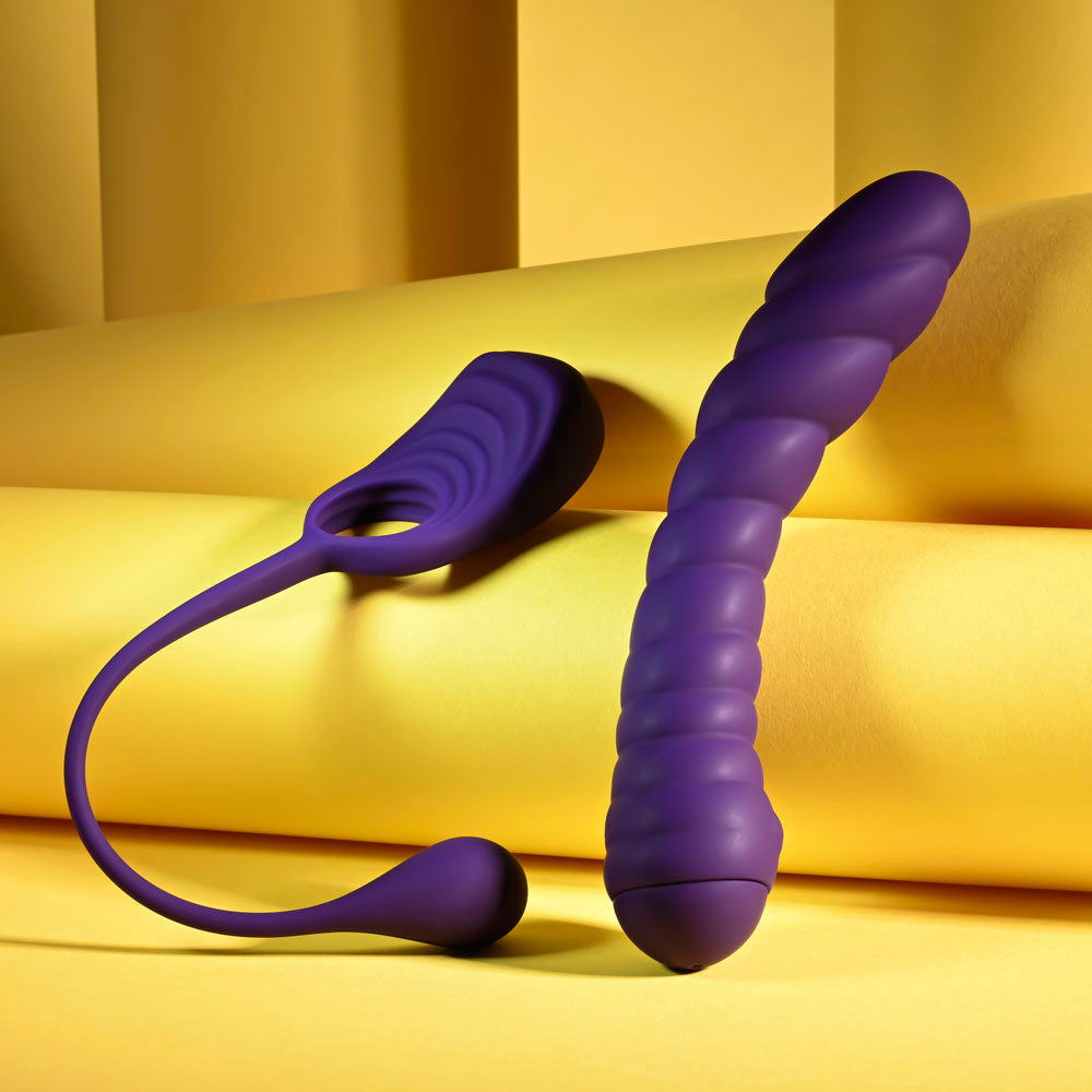 Playboy Pleasure TWISTED PLAYGROUND - Purple USB Rechargeable Vibrator and Cock Ring Kit