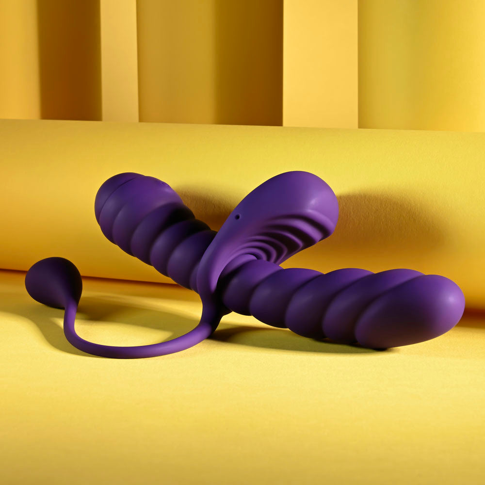 Playboy Pleasure TWISTED PLAYGROUND - Purple USB Rechargeable Vibrator and Cock Ring Kit