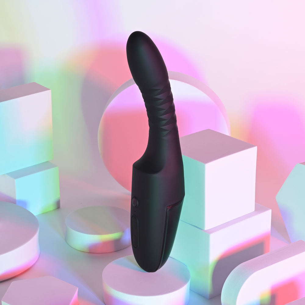 Playboy Pleasure OVERDRIVE - Black 28.2 cm USB Rechargeable Thrusting Vibrator - Hush Store Sydney 