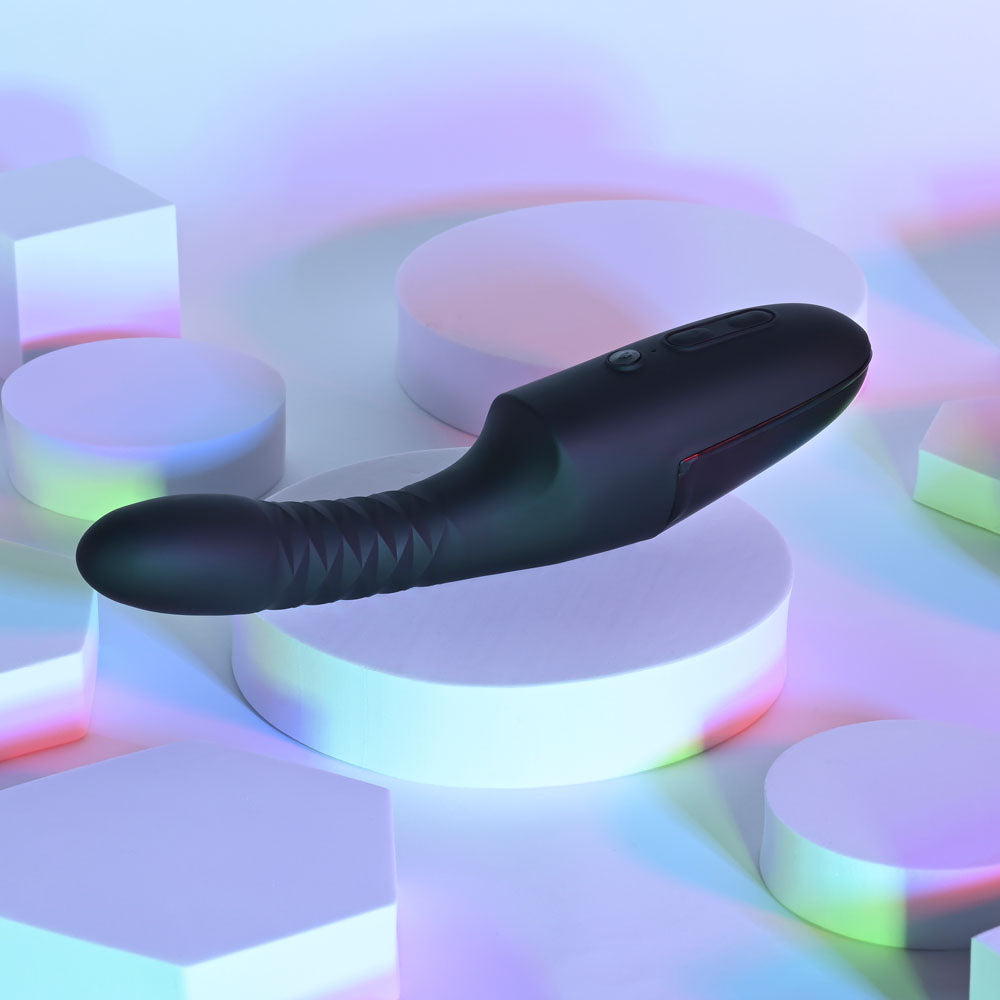 Playboy Pleasure OVERDRIVE - Black 28.2 cm USB Rechargeable Thrusting Vibrator - Hush Store Sydney 
