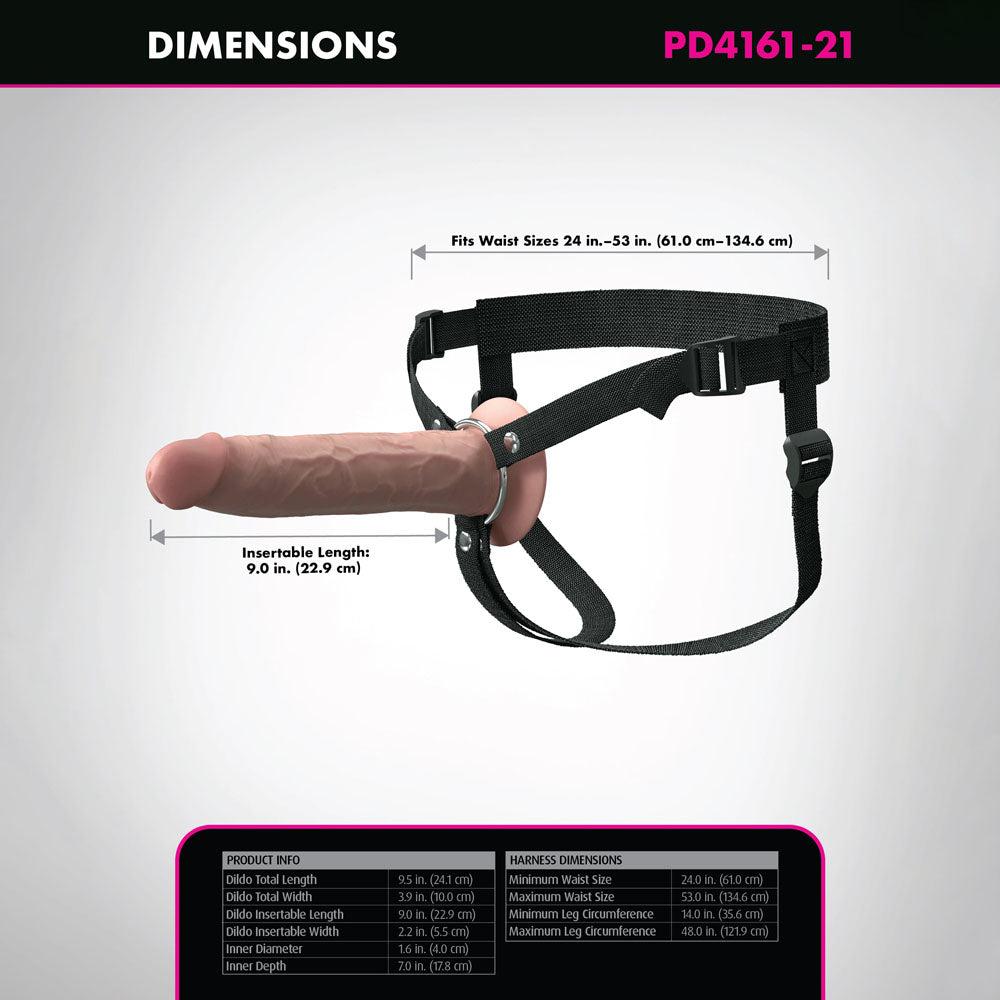 Fantasy X-Tensions Elite 9'' Silicone Hollow Strap-On - Flesh - Flesh 22.9 cm Hollow Strap-On - Hush Store Sydney 