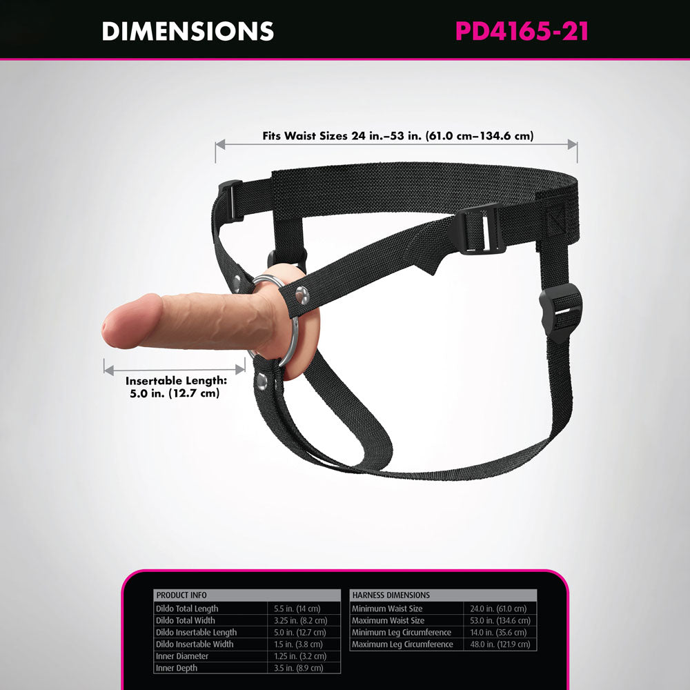 Fantasy X-Tensions Elite 5'' Silicone Hollow Strap-On - Flesh - Flesh 14 cm Hollow Strap-On - Hush Store Sydney 