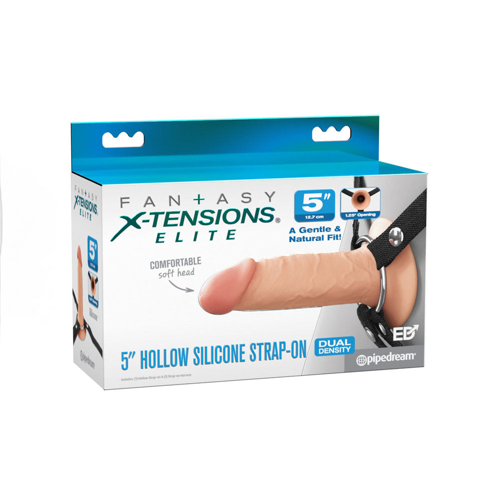Fantasy X-Tensions Elite 5'' Silicone Hollow Strap-On - Flesh - Flesh 14 cm Hollow Strap-On - Hush Store Sydney 