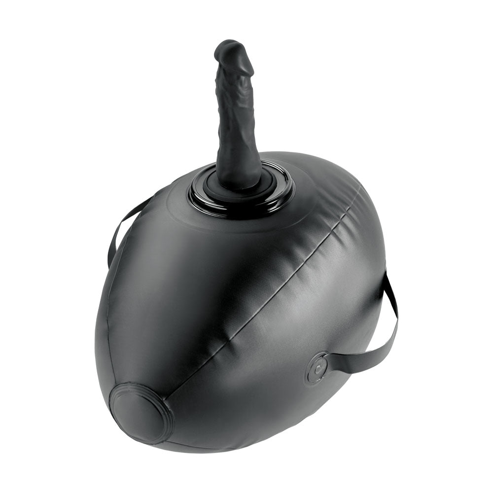 Fetish Fantasy Series Body Dock Inflatable Love Ball - Black Inflatable Cushion with Black 15.2 cm Dildo - Hush Store Sydney 