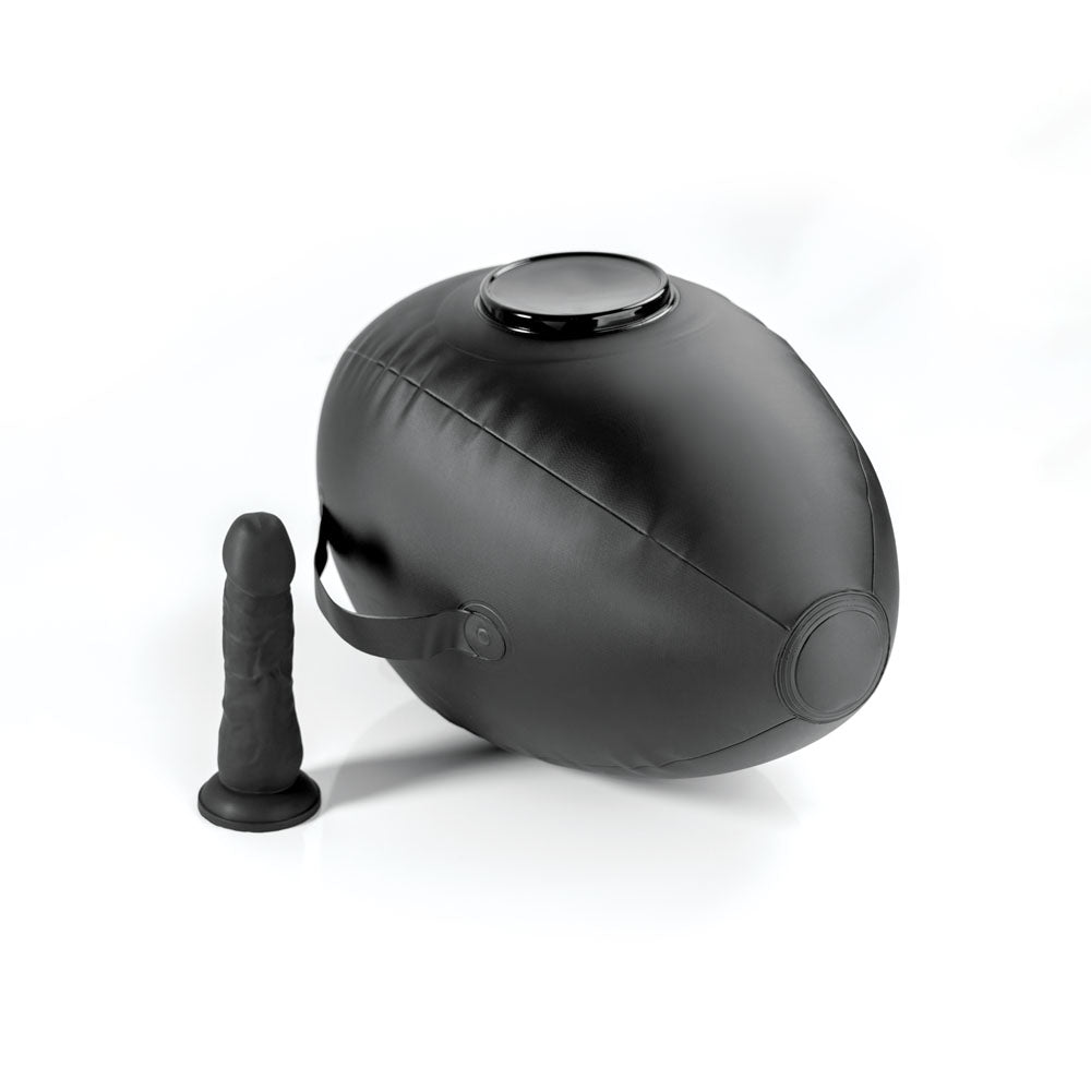 Fetish Fantasy Series Body Dock Inflatable Love Ball - Black Inflatable Cushion with Black 15.2 cm Dildo - Hush Store Sydney 