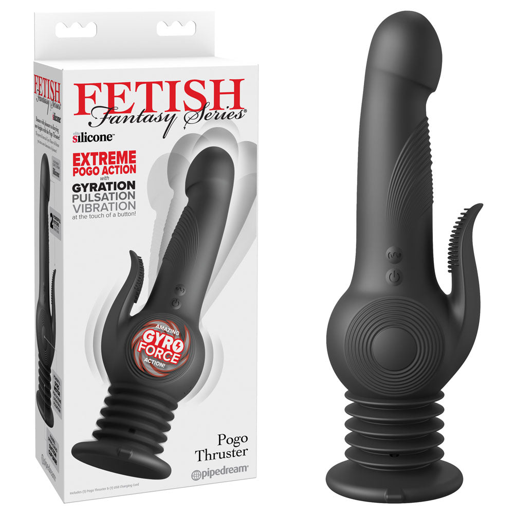 Fetish Fantasy Series Pogo Thruster - Black USB Rechargeable 23.5 cm Gyrating Rabbit Vibrator - Hush Store Sydney 