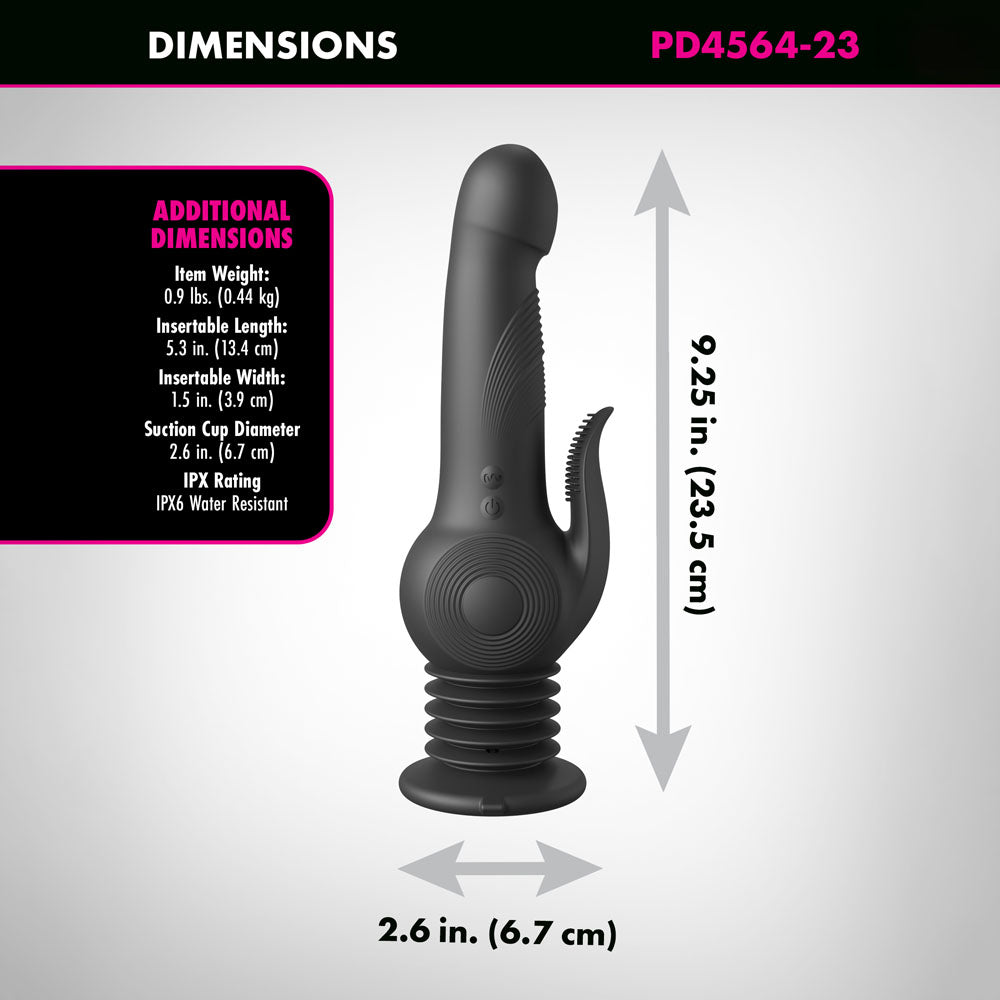 Fetish Fantasy Series Pogo Thruster - Black USB Rechargeable 23.5 cm Gyrating Rabbit Vibrator - Hush Store Sydney 