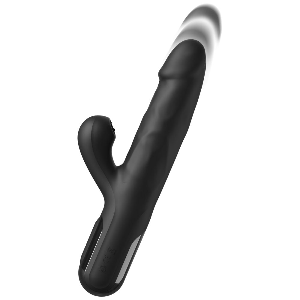 FFS Sonix Silicone Thruster - Black 22 cm USB Rechargeable Thrusting Vibrator with Flicking Clit Stim - Hush Store Sydney 